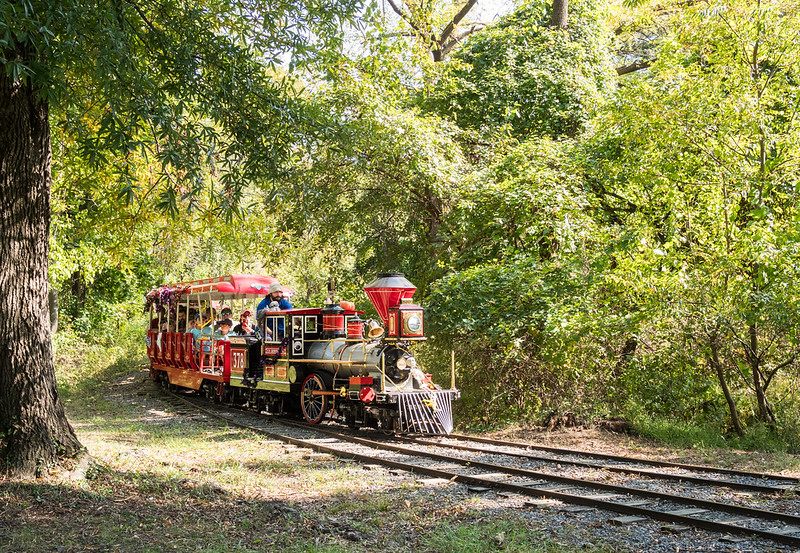 A train passes through Wheaton Regional Park