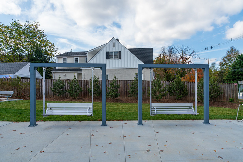 Swing seating at Caroline Freeland Urban Park