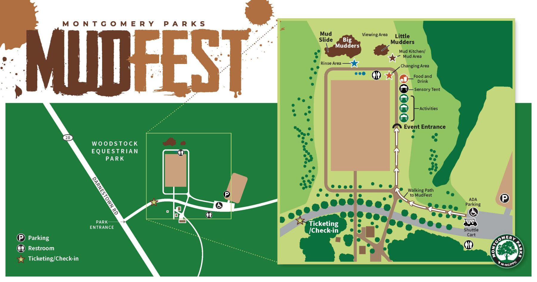 Map with details for Mudfest, click on map for accessibility