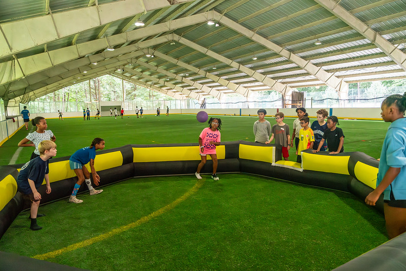 Campers playing gaga ball