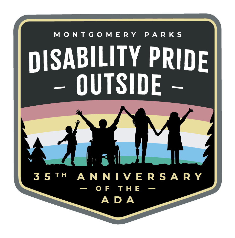 Montgomery Parks Disability Pride Outside logo. 35th Anniversity of the ADA.