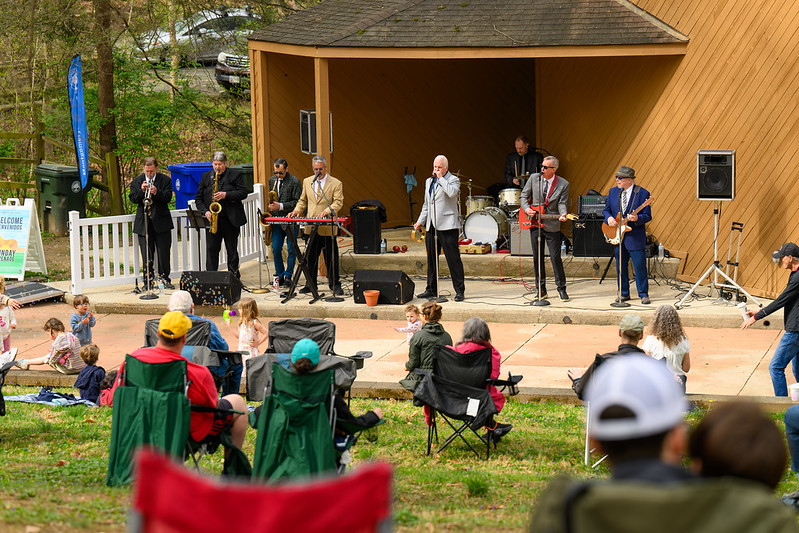 The band King Soul performs on stage at Cabin John's amphitheater