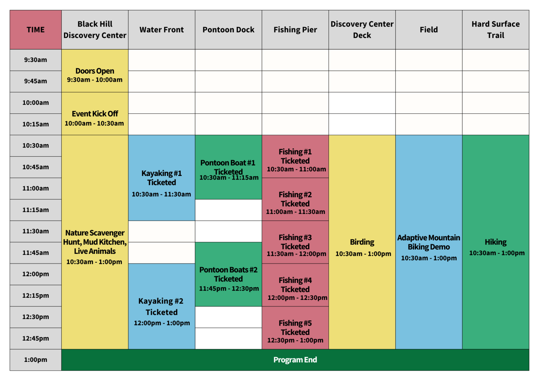 The schedule for Disability Pride Outside. For a remediated PDF, click on the image.