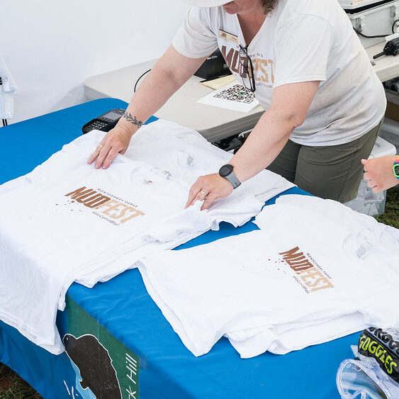 White shirts with the label "MudFest"