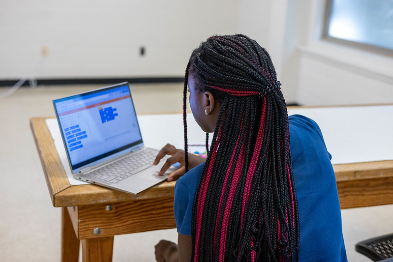 Young woman working on computer