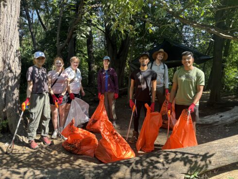 Volunteers during their cleanup at Matthew Henson Trail