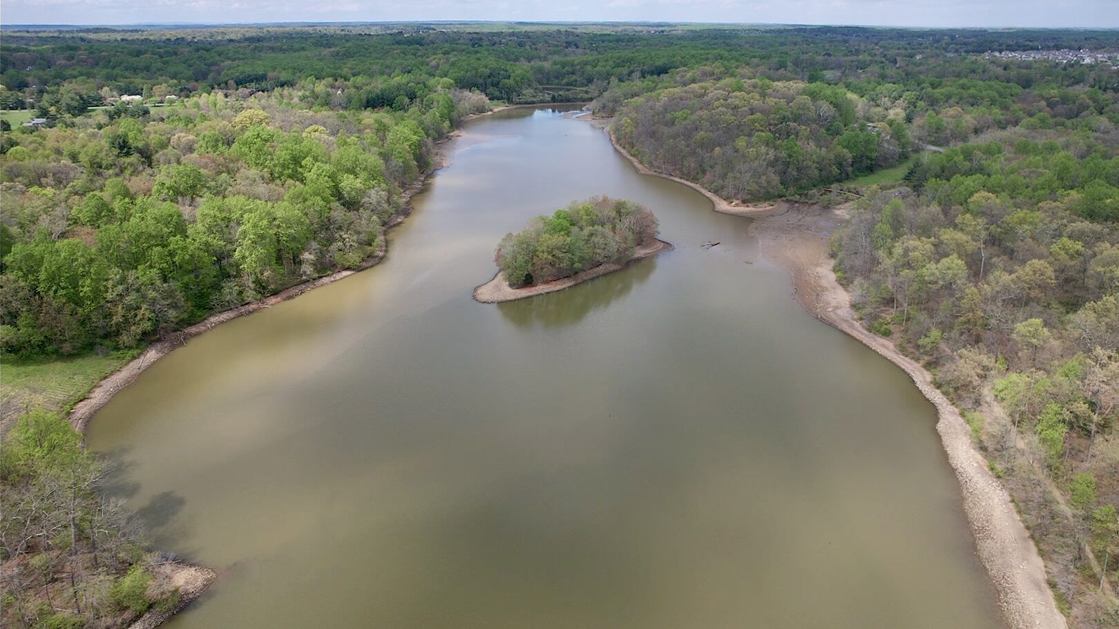 arial view of lake needwood
