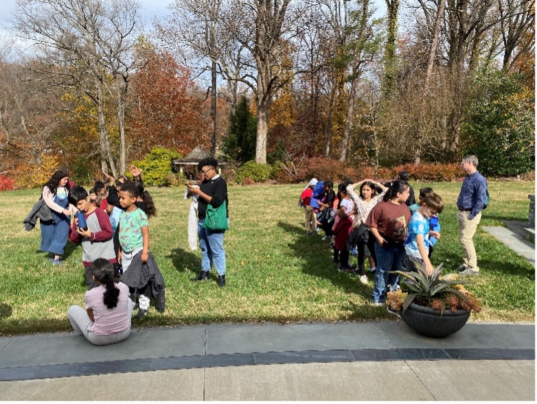 Children gathered in lines.