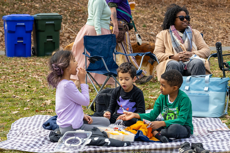 3 Kids having a picnic