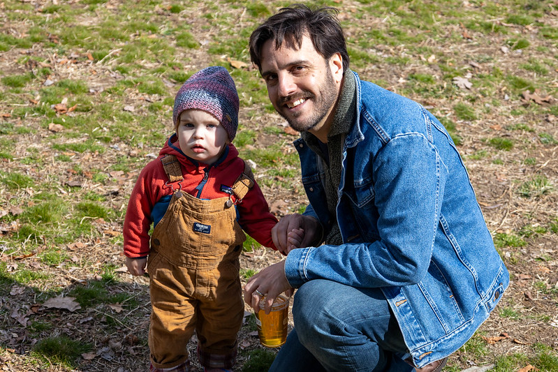 Parent and child pose for camera