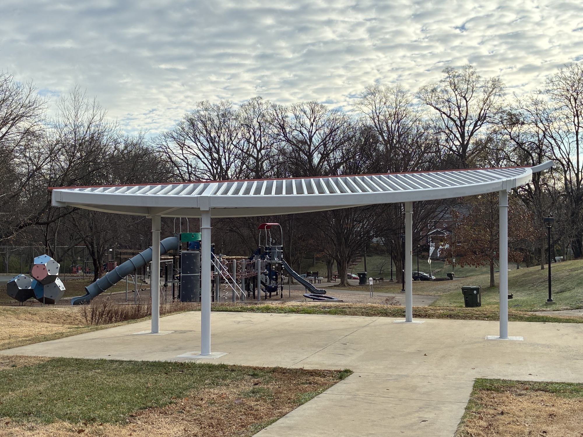 leaf-shaped shade structure at Elsworth Park