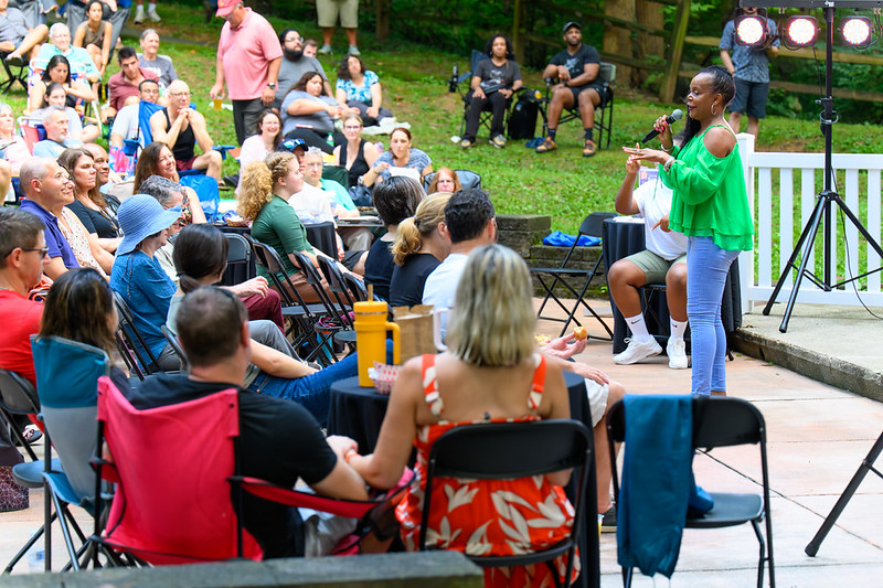 Comedian with crowd in foreground
