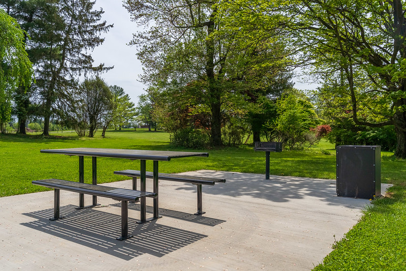 picnic bench and grill at Hickory Grove Local Park