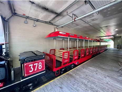 Red train on tracks