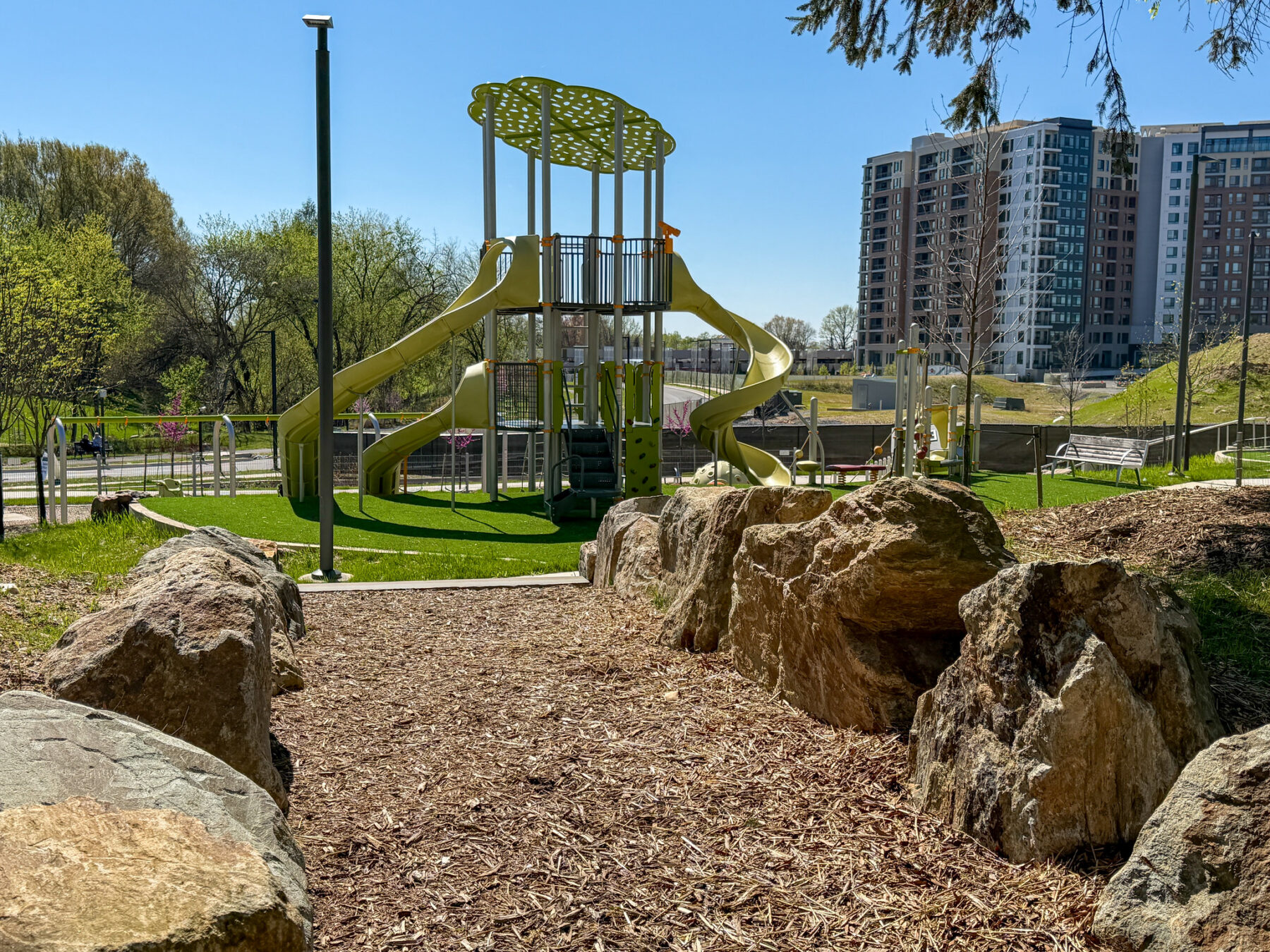 Playground area and boulders