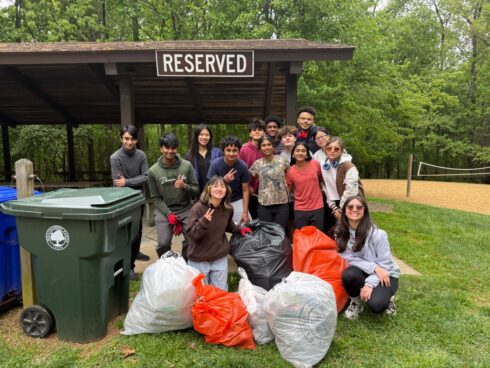 Group photo of volunteers after their Earth Month cleanup