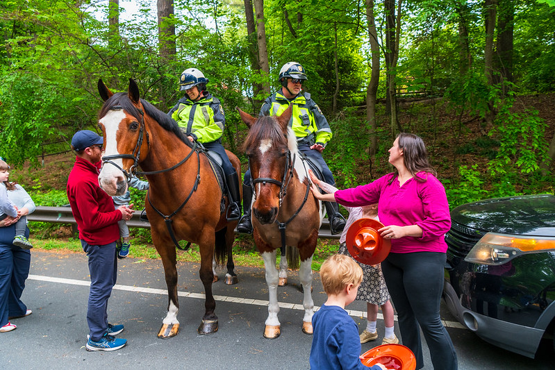 Attendees pet two Park Police horses