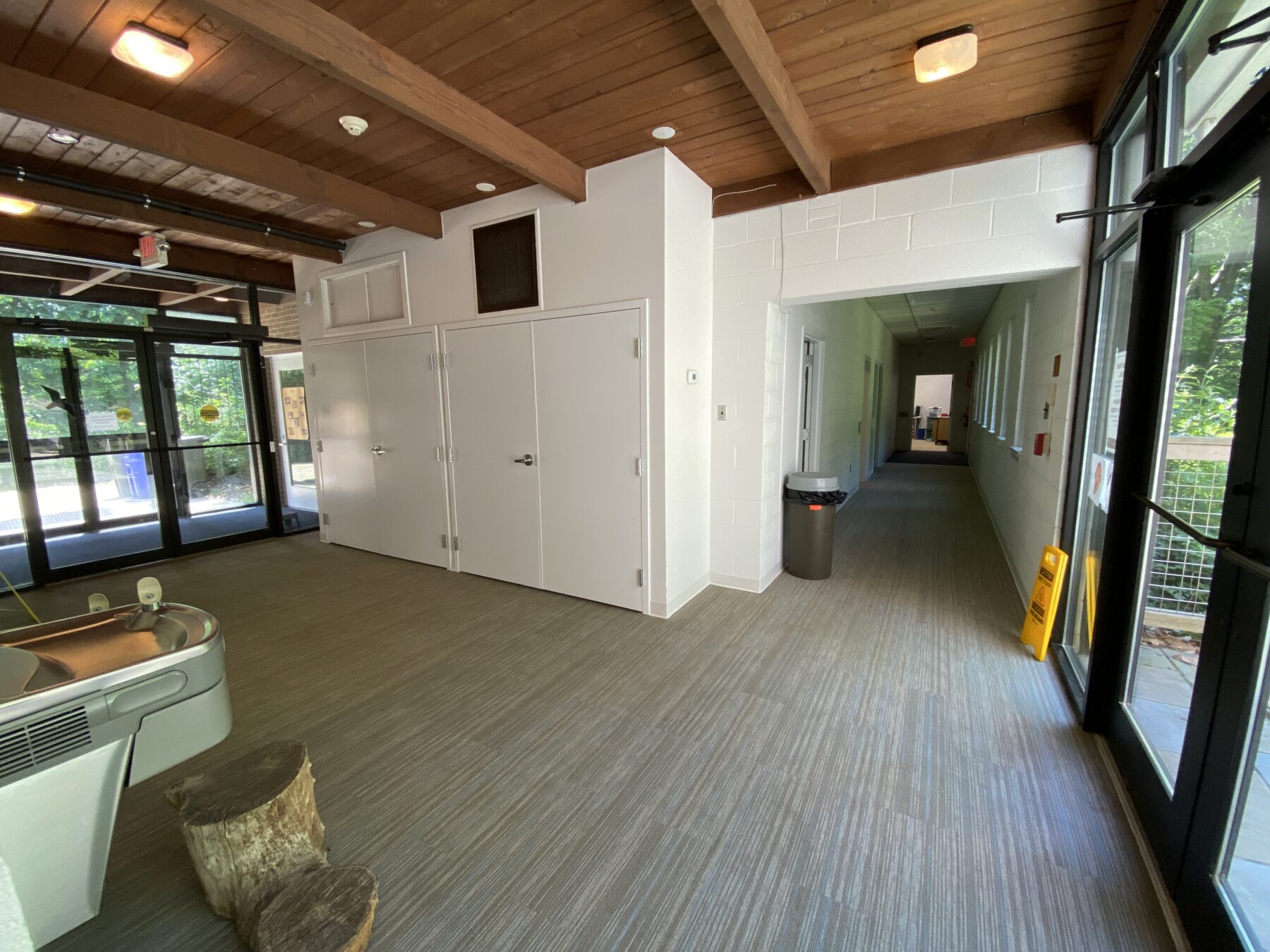Picture displays hallway from side entrance at meadowside
