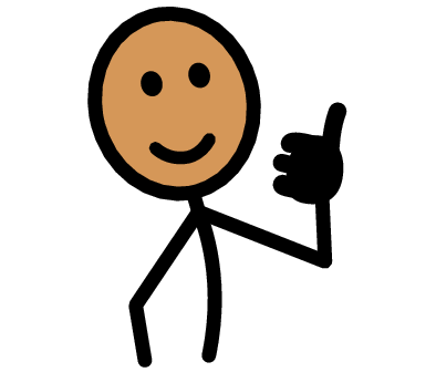 Stick figure with smiley face and a thumbs up