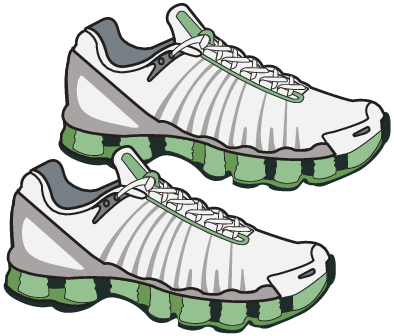Digital drawing of white and green sneakers